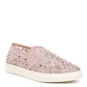 Antonio Melani blush floral lace flat with sequins